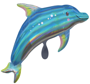 XL Folienballon Figur - Delphin, Regenbogenfarben - 73cm